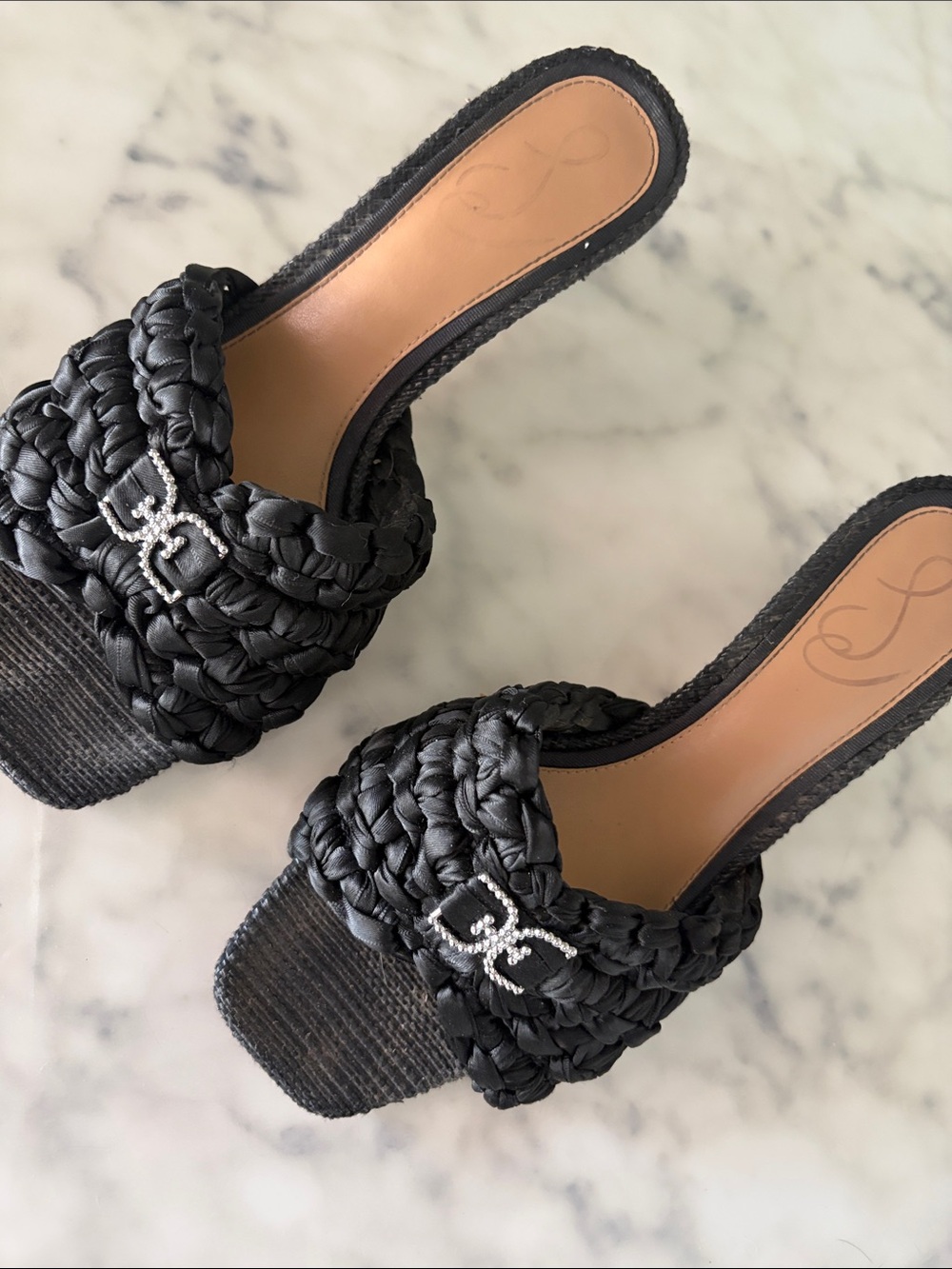 SAM EDELMAN Paisley Heel in Black with Crystal Accent - Women sz 8